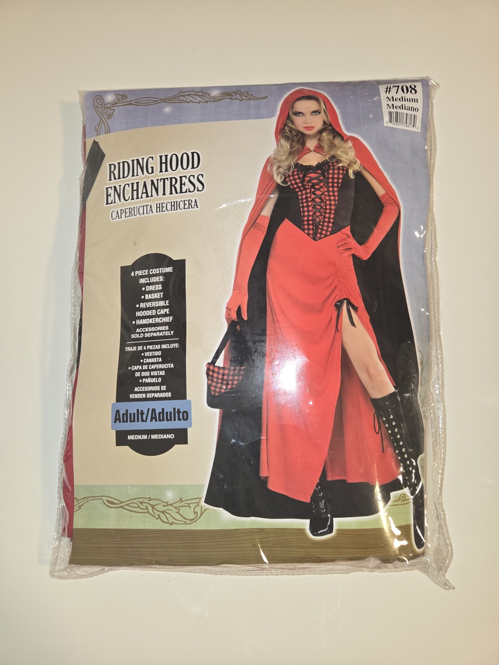 Riding Hood Enchantress Costume - Red and Black Hooded Dress